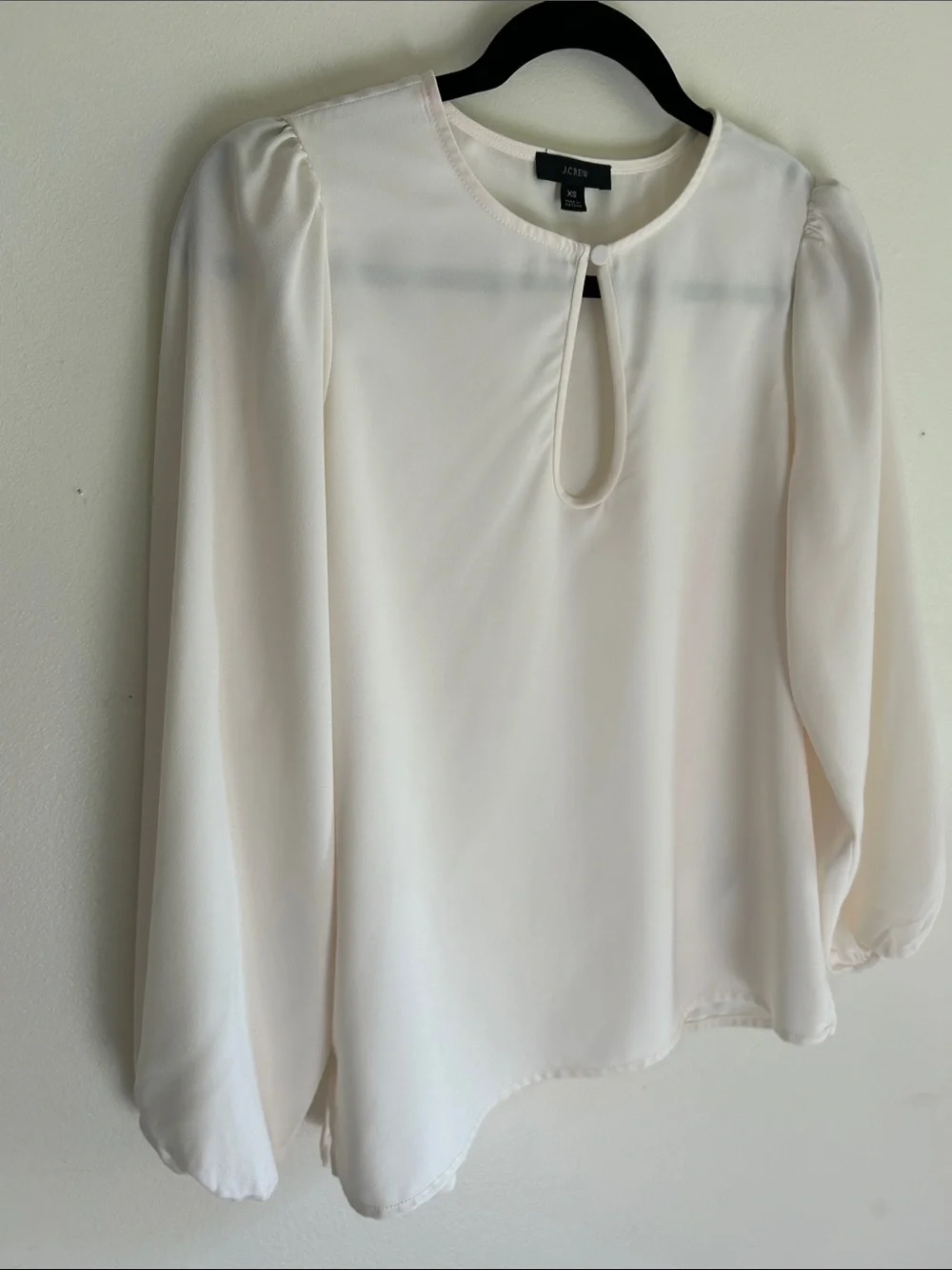 J. Crew Cream Keyhole Long-Sleeve Blouse Size XS